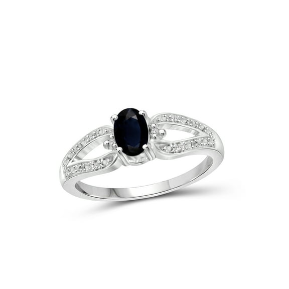 JewelersClub Sapphire Ring Birthstone Jewelry – 0.65 Carat Sapphire 0.925 Sterling Silver Ring Jewelry with White Diamond Accent – Gemstone Rings with Hypoallergenic 0.925 Sterling Silver Band