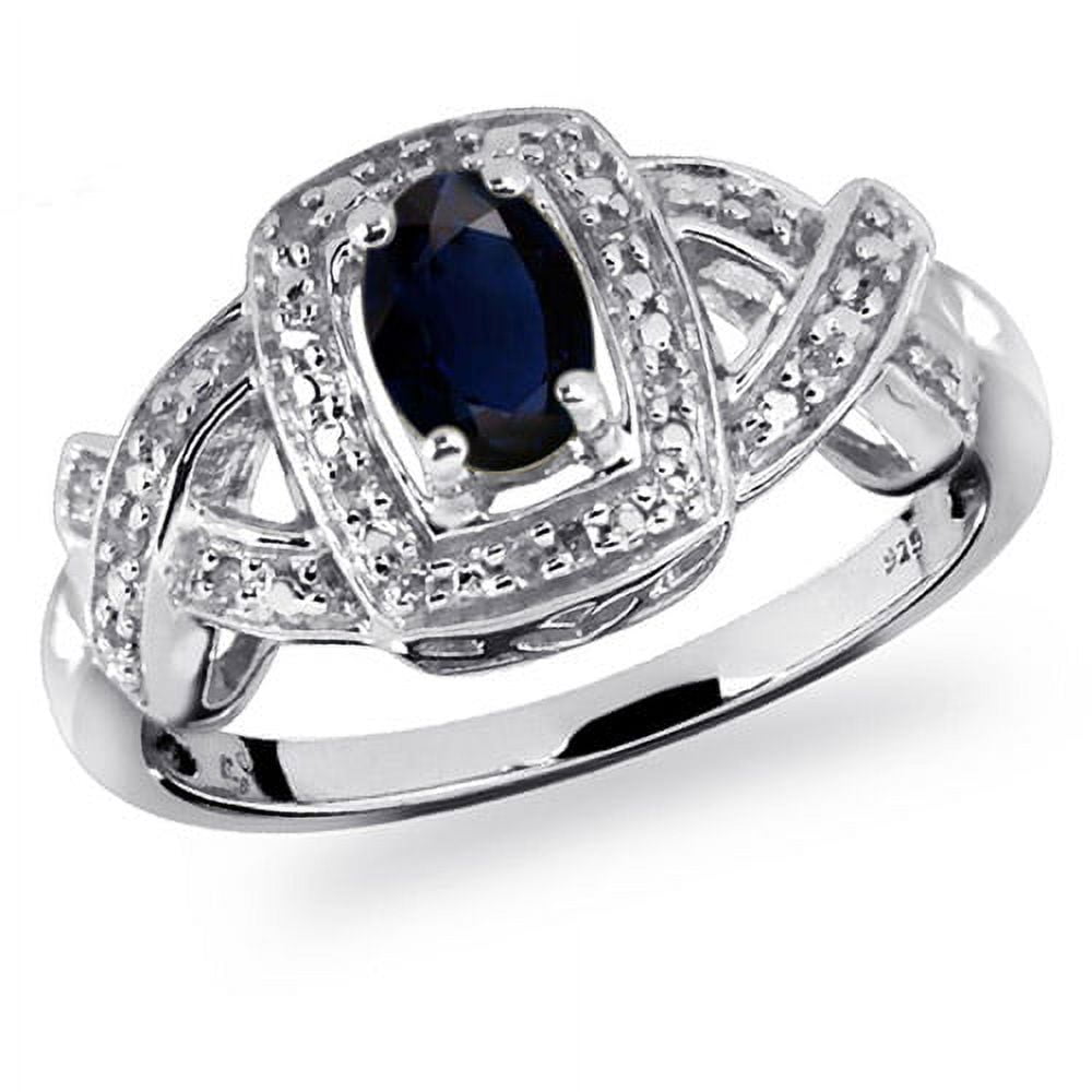 JewelersClub Sapphire Ring Birthstone Jewelry – 0.65 Carat Sapphire 0.925 Sterling Silver Ring Jewelry with White Diamond Accent – Gemstone Rings with Hypoallergenic 0.925 Sterling Silver Band