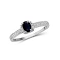 thumbnail image 1 of JewelersClub Sapphire Ring Birthstone Jewelry – 0.65 Carat Sapphire 0.925 Sterling Silver Ring Jewelry with White Diamond Accent – Gemstone Rings with Hypoallergenic 0.925 Sterling Silver Band, 1 of 4