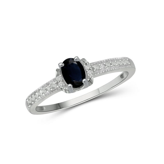 JewelersClub Sapphire Ring Birthstone Jewelry – 0.65 Carat Sapphire 0.925 Sterling Silver Ring Jewelry with White Diamond Accent – Gemstone Rings with Hypoallergenic 0.925 Sterling Silver Band