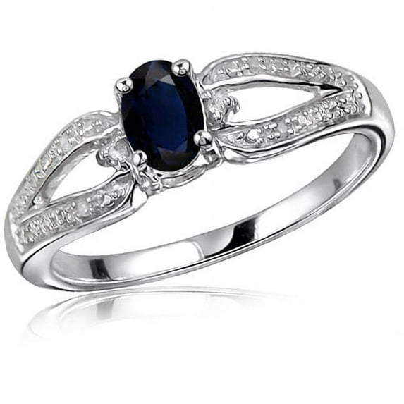 JewelersClub Sapphire Ring Birthstone Jewelry – 0.65 Carat Sapphire 0.925 Sterling Silver Ring Jewelry with White Diamond Accent – Gemstone Rings with Hypoallergenic 0.925 Sterling Silver Band