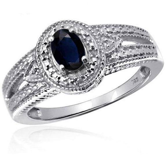 JewelersClub Sapphire Ring Birthstone Jewelry – 0.65 Carat Sapphire 0.925 Sterling Silver Ring Jewelry with White Diamond Accent – Gemstone Rings with Hypoallergenic 0.925 Sterling Silver Band