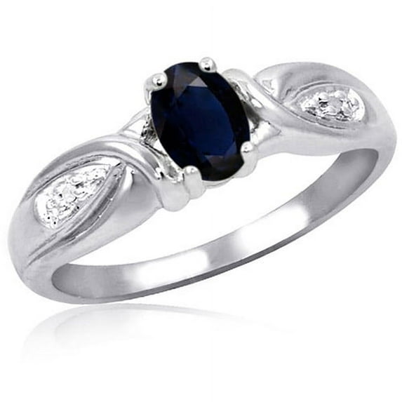 JewelersClub Sapphire Ring Birthstone Jewelry – 0.65 Carat Sapphire 0.925 Sterling Silver Ring Jewelry with White Diamond Accent – Gemstone Rings with Hypoallergenic 0.925 Sterling Silver Band