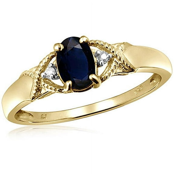 JewelersClub Sapphire Ring Birthstone Jewelry – 0.65 Carat Sapphire 14K Gold Plated Silver Ring Jewelry with White Diamond Accent – Gemstone Rings with Hypoallergenic 14K Gold Plated Silver Band