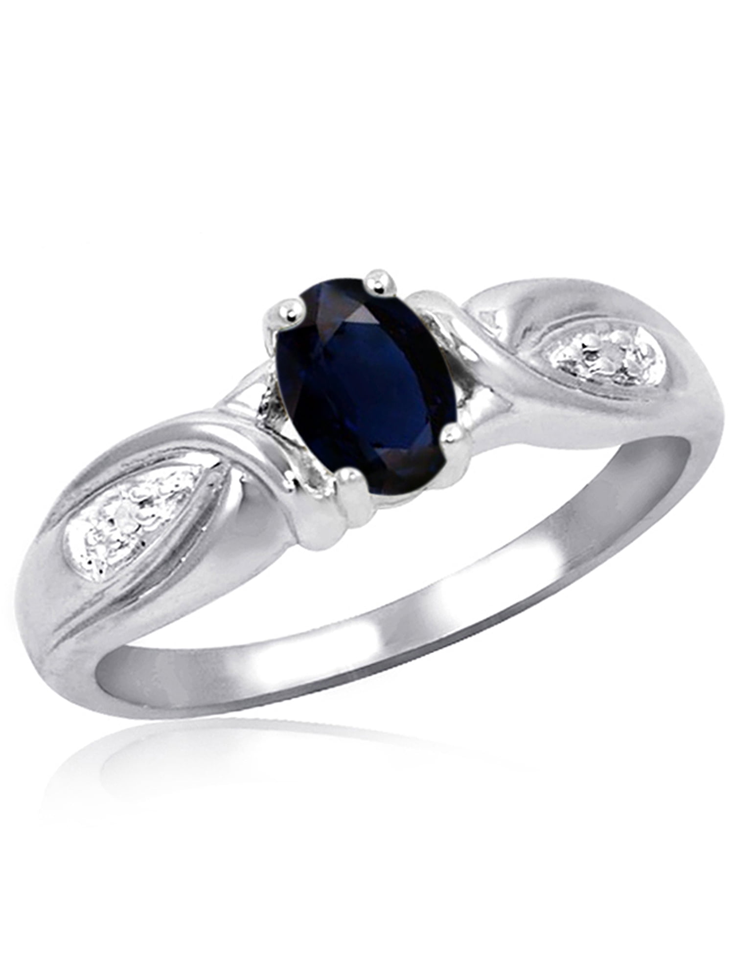 JewelersClub Sapphire Ring Birthstone Jewelry – 0.65 Carat Sapphire 0.925 Sterling Silver Ring Jewelry with White Diamond Accent – Gemstone Rings with Hypoallergenic 0.925 Sterling Silver Band