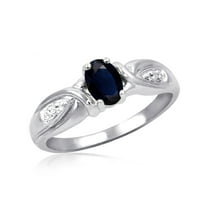 JewelersClub Sapphire Ring Birthstone Jewelry – 0.65 Carat Sapphire 0.925 Sterling Silver Ring Jewelry with White Diamond Accent – Gemstone Rings with Hypoallergenic 0.925 Sterling Silver Band