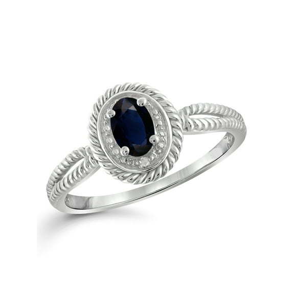 JewelersClub Sapphire Ring Birthstone Jewelry – 0.65 Carat Sapphire Sterling Silver Ring Jewelry with White Diamond Accent – Gemstone Rings with Hypoallergenic Sterling Silver Band
