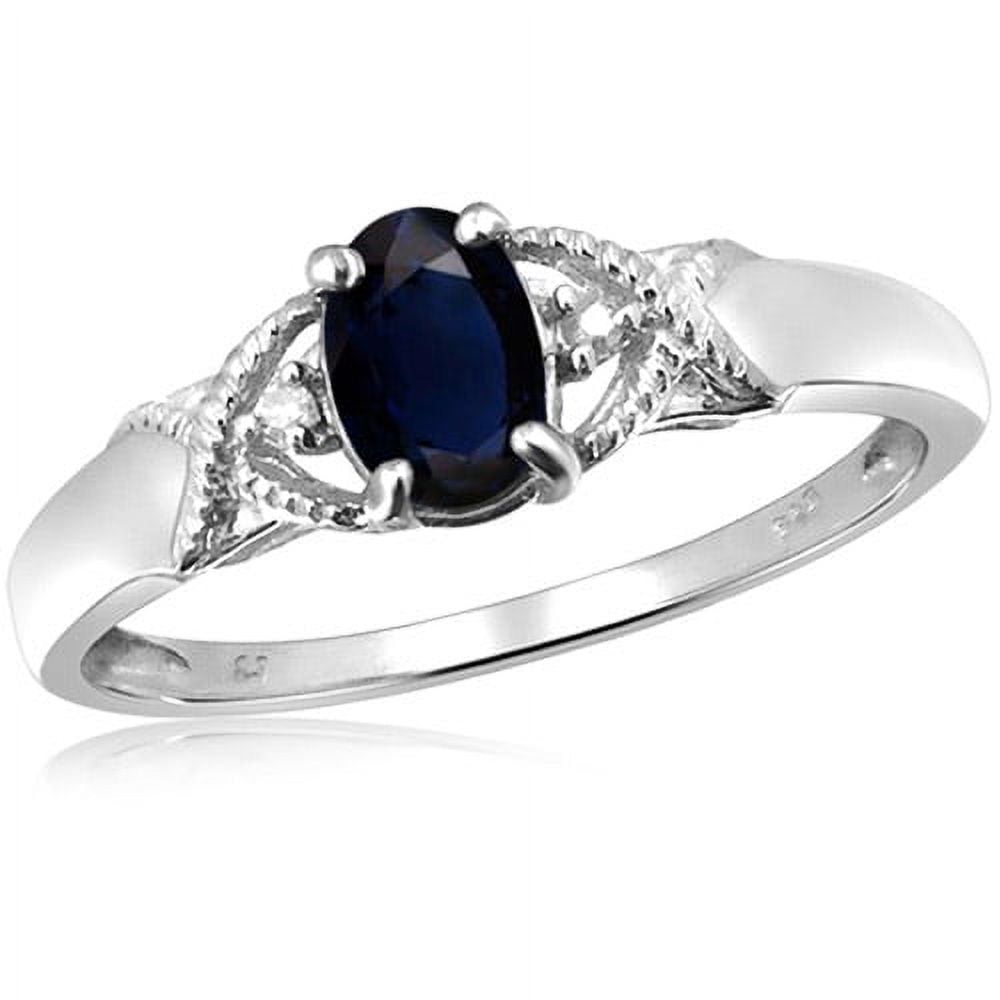 JewelersClub Sapphire Ring Birthstone Jewelry – 0.65 Carat Sapphire Sterling Silver Ring Jewelry with White Diamond Accent – Gemstone Rings with Hypoallergenic Sterling Silver Band