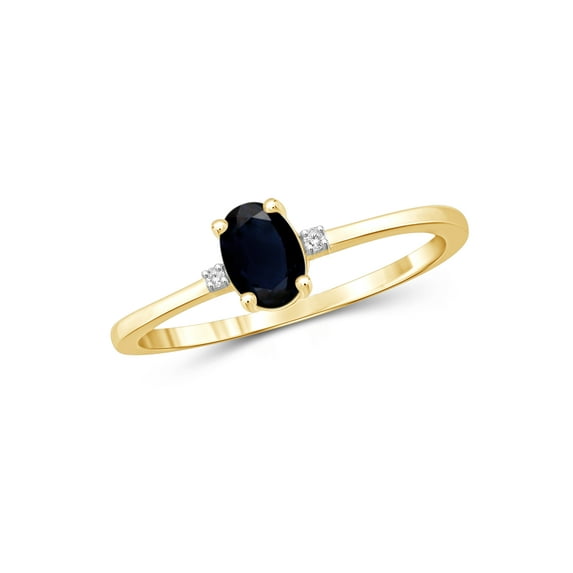 JewelersClub Sapphire Ring Birthstone Jewelry – 0.70 Carat Sapphire 14K Gold Plated Silver Ring Jewelry with White Diamond Accent – Gemstone Rings with Hypoallergenic 14K Gold Plated Silver Band