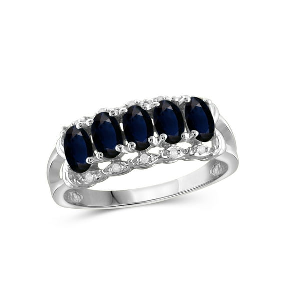 JewelersClub Sapphire Ring Birthstone Jewelry – 1.50 Carat Sapphire 0.925 Sterling Silver Ring Jewelry with White Diamond Accent – Gemstone Rings with Hypoallergenic 0.925 Sterling Silver Band