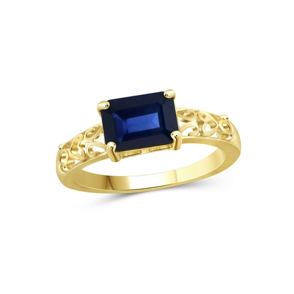 JewelersClub Sapphire Ring Birthstone Jewelry – 2.00 Carat Sapphire 14K Gold Plated Silver Ring Jewelry – Gemstone Rings with Hypoallergenic 14K Gold Plated Silver Band