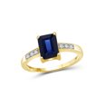 thumbnail image 1 of JewelersClub Sapphire Ring Birthstone Jewelry – 2.00 Carat Sapphire 14K Gold Plated Silver Ring Jewelry with White Diamond Accent – Gemstone Rings with Hypoallergenic 14K Gold Plated Silver Band, 1 of 4