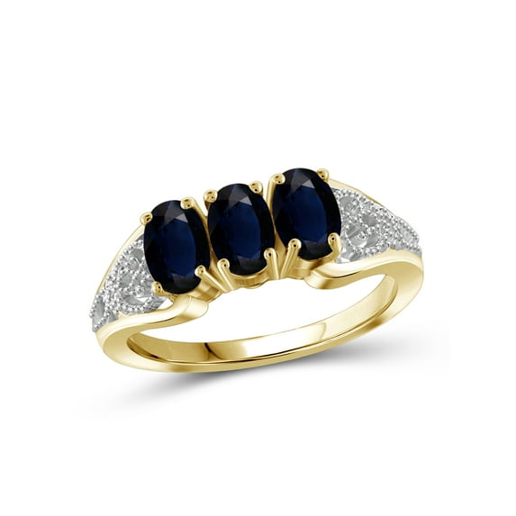 JewelersClub Sapphire Ring Birthstone Jewelry – 2.00 Carat Sapphire 14K Gold Plated Silver Ring Jewelry with White Diamond Accent – Gemstone Rings with Hypoallergenic 14K Gold Plated Silver Band