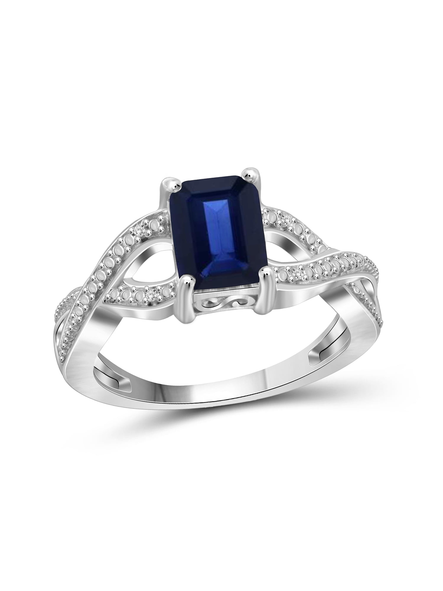 JewelersClub Sapphire Ring Birthstone Jewelry – 2.00 Carat Sapphire 0.925 Sterling Silver Ring Jewelry with White Diamond Accent – Gemstone Rings with Hypoallergenic 0.925 Sterling Silver Band