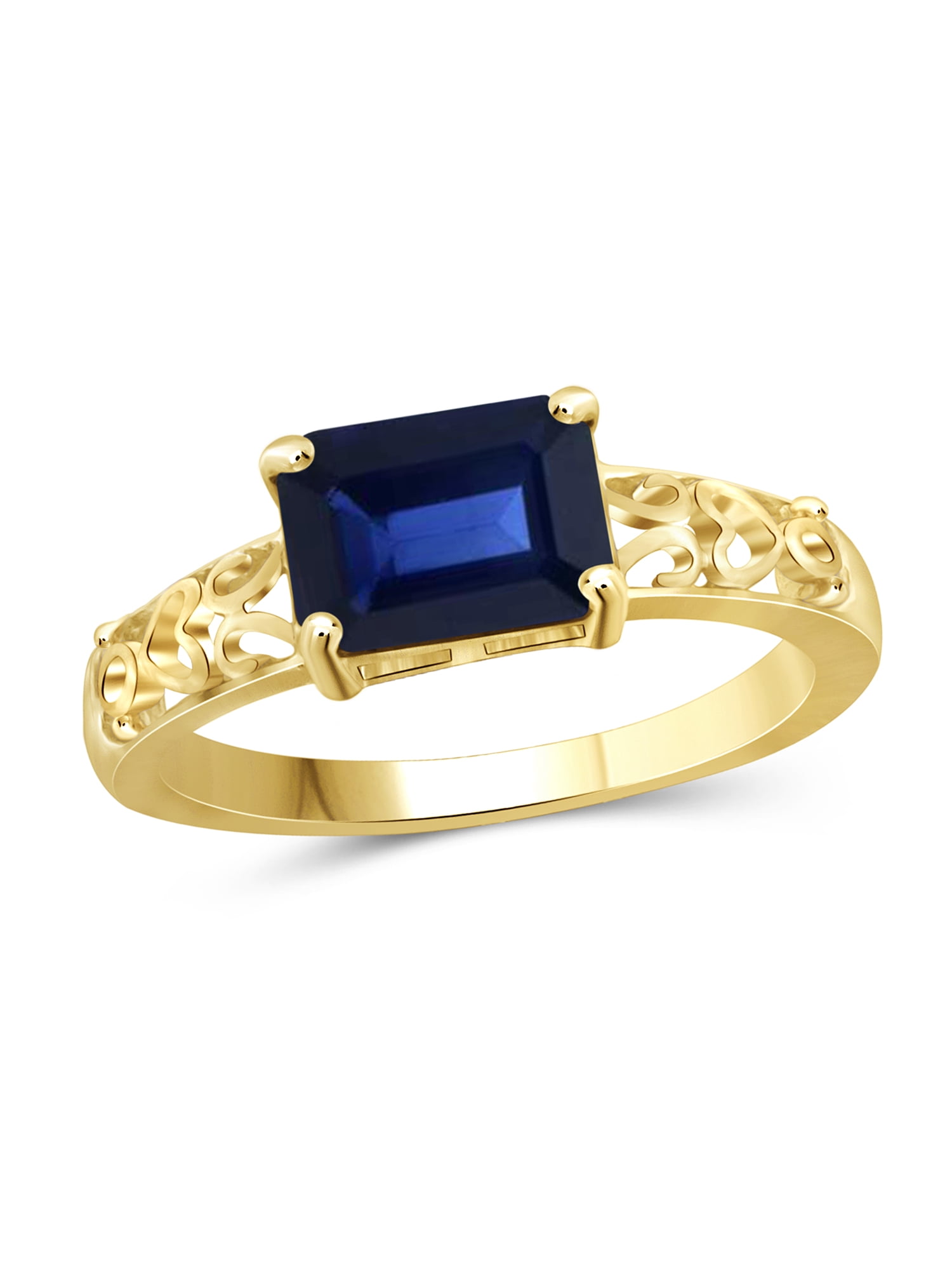 JewelersClub Sapphire Ring Birthstone Jewelry – 2.00 Carat Sapphire 14K Gold Plated Silver Ring Jewelry – Gemstone Rings with Hypoallergenic 14K Gold Plated Silver Band