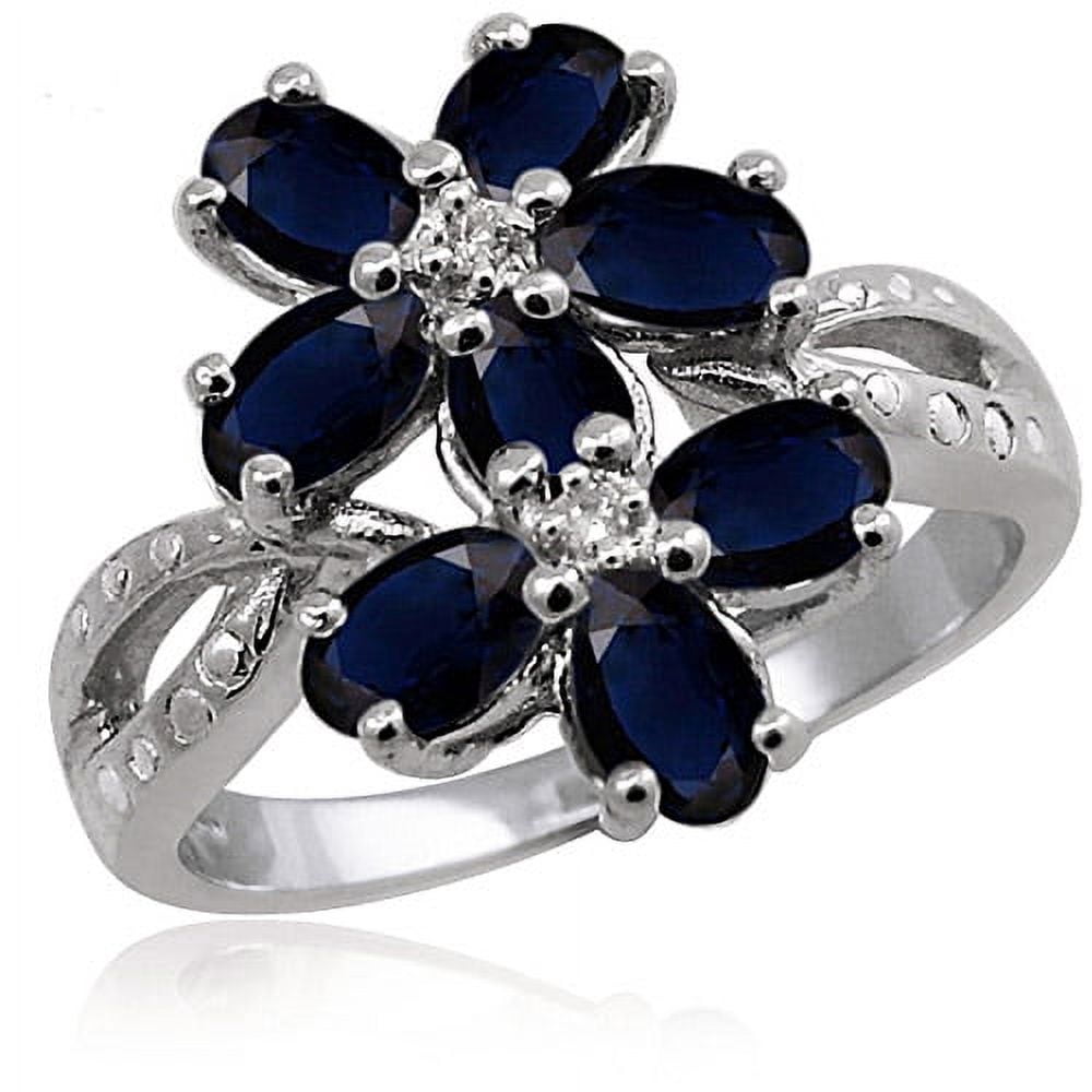 JewelersClub Sapphire Ring Birthstone Jewelry – 2.50 Carat Sapphire 0.925 Sterling Silver Ring Jewelry with White Diamond Accent – Gemstone Rings with Hypoallergenic 0.925 Sterling Silver Band