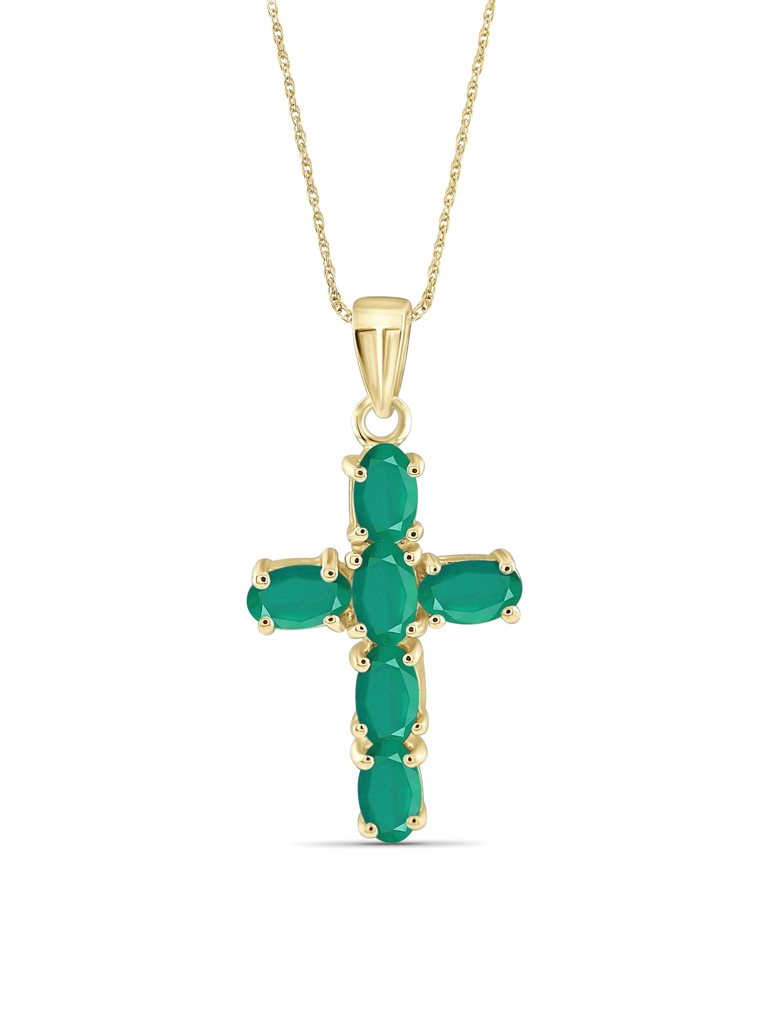 JewelersClub Silver Chain Necklace for Women – 14K Gold Plated Silver Necklace with Sparkling Genuine 1.40 CTW Green Emerald – Chic, Stunning Silver Statement Necklace Gifts by JewelersClub