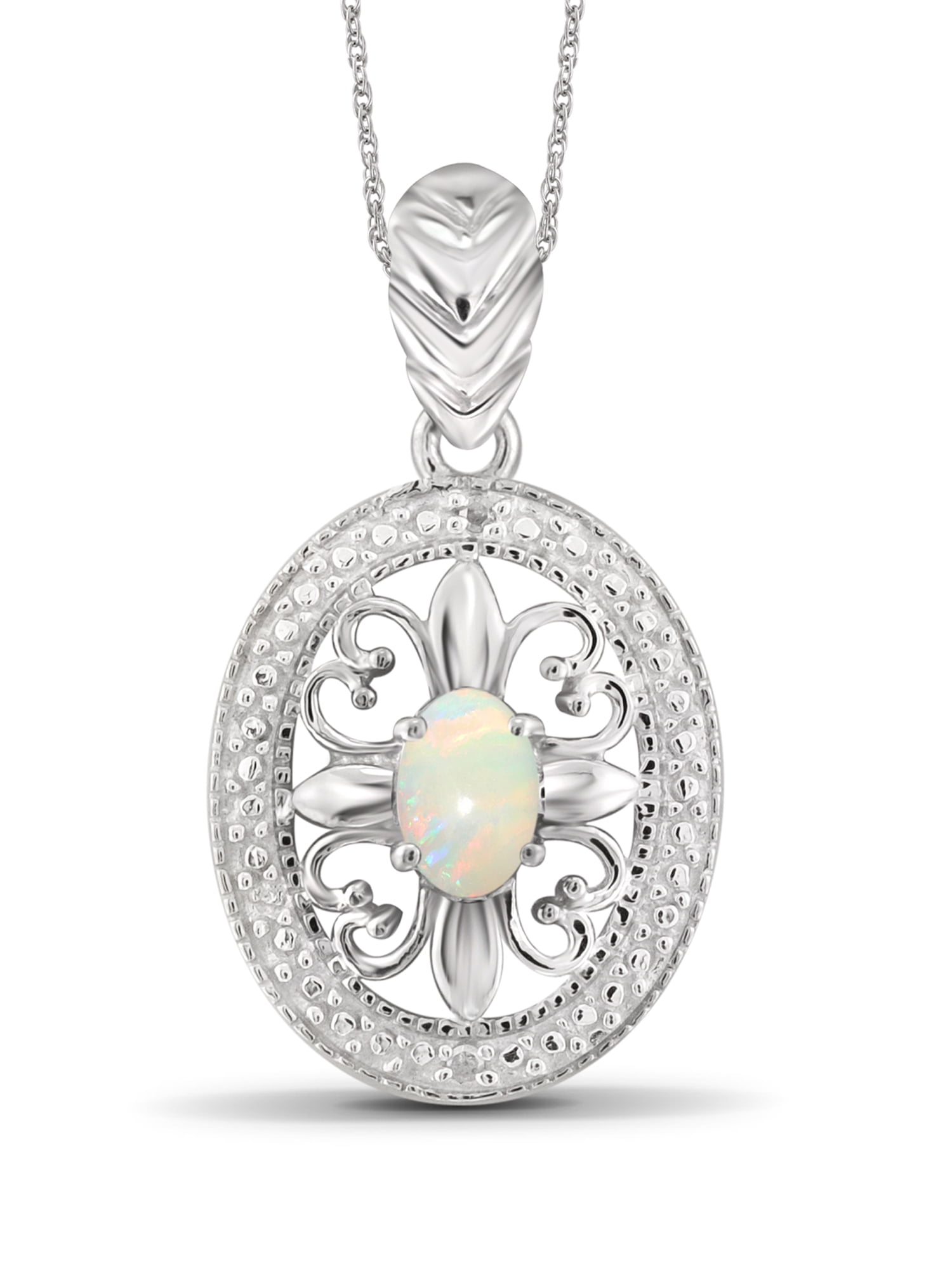 14k Gold Genuine Australian Opal & .01 CTW Diamond Pendant 14k Gold Genuine Australian Opal & .01 CTW Diamond Pendant