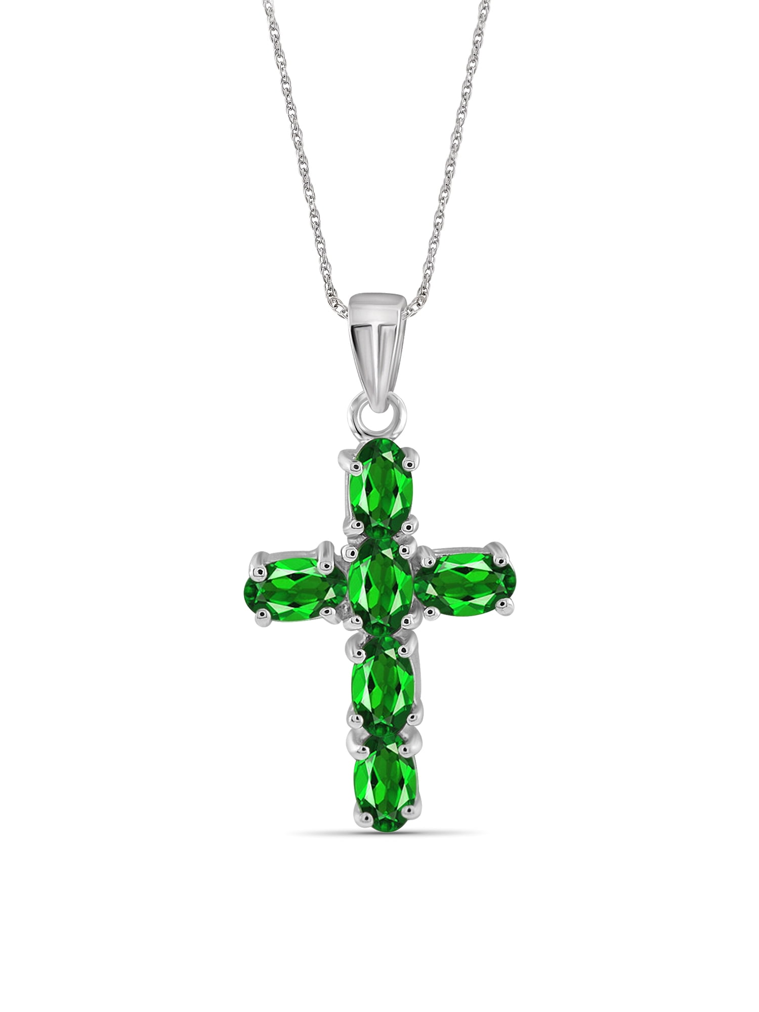 JewelersClub Silver Chain Necklace for Women – .925 Sterling Silver Necklace with Sparkling Genuine 1.30 CTW Green Chrome Diopside – Chic, Stunning Silver Statement Necklace Gifts by JewelersClub