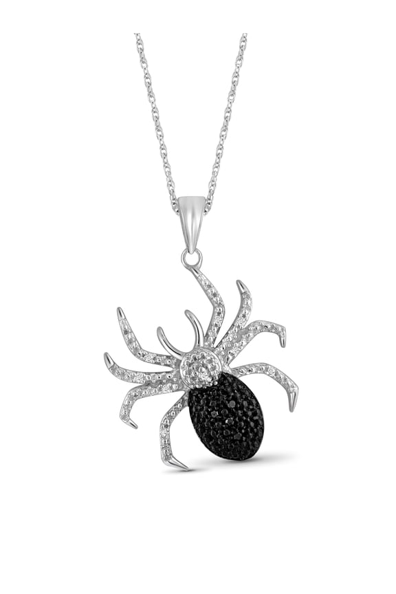 Silver Chain Necklace for Women Sterling Silver Spider Necklace with Sparkling Genuine Accent Black And White Diamonds Chic, Stunning Silver Statement Necklace Gifts by JewelersClub