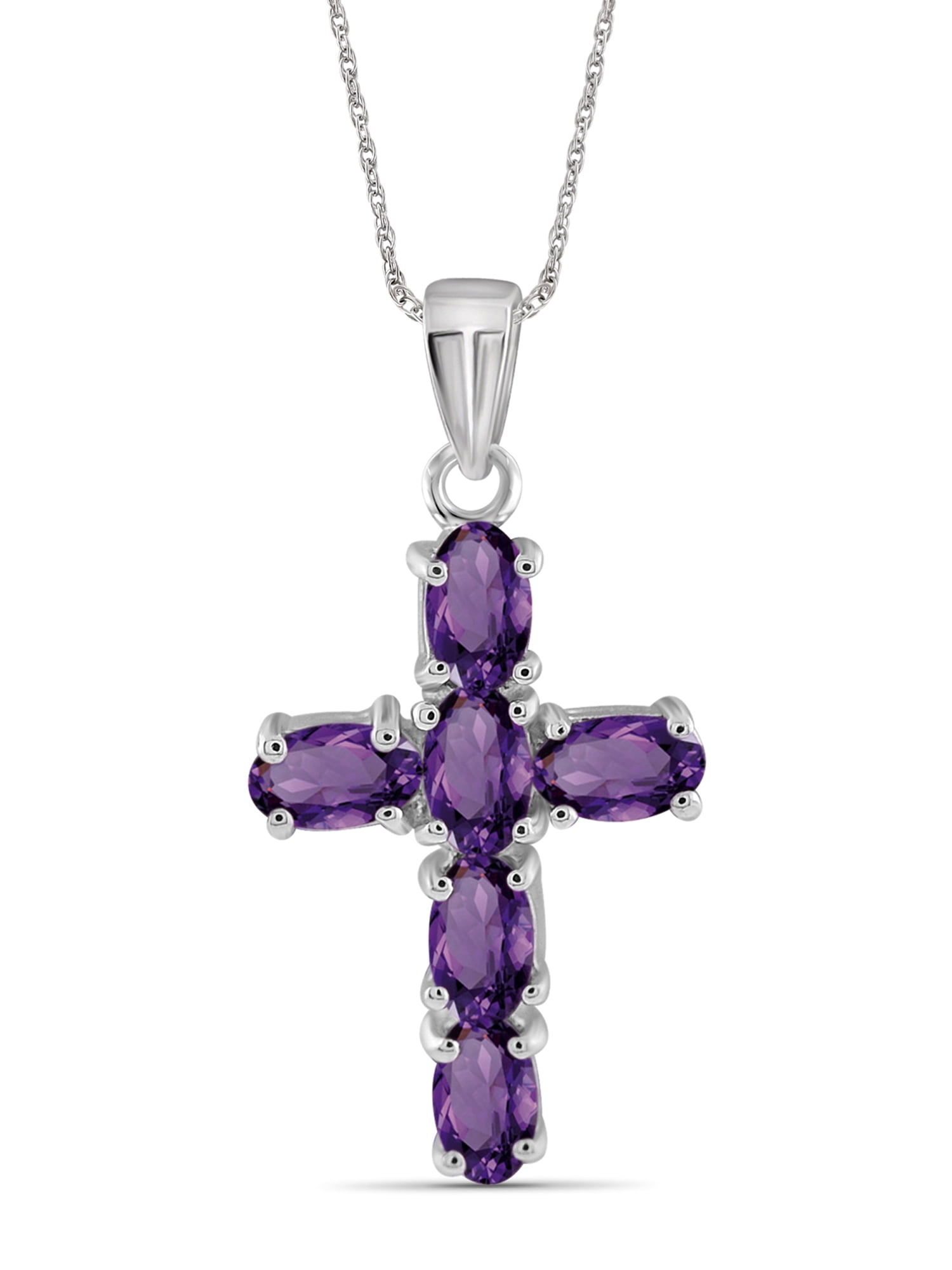 JewelersClub Silver Cross Necklaces for Women –Silver Cross Necklace for Women Over .925 Sterling Silver Cross – Amethyst Necklace – Hypoallergenic Cross Pendant