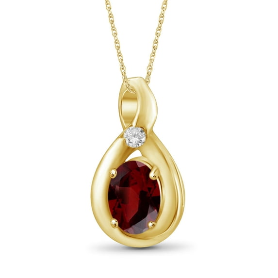 JewelersClub Silver Necklaces for Women –Silver Necklace for Women 14K Gold Plated Silver – Garnet Necklace Centerpiece, White Diamond Accents – Hypoallergenic Pendant