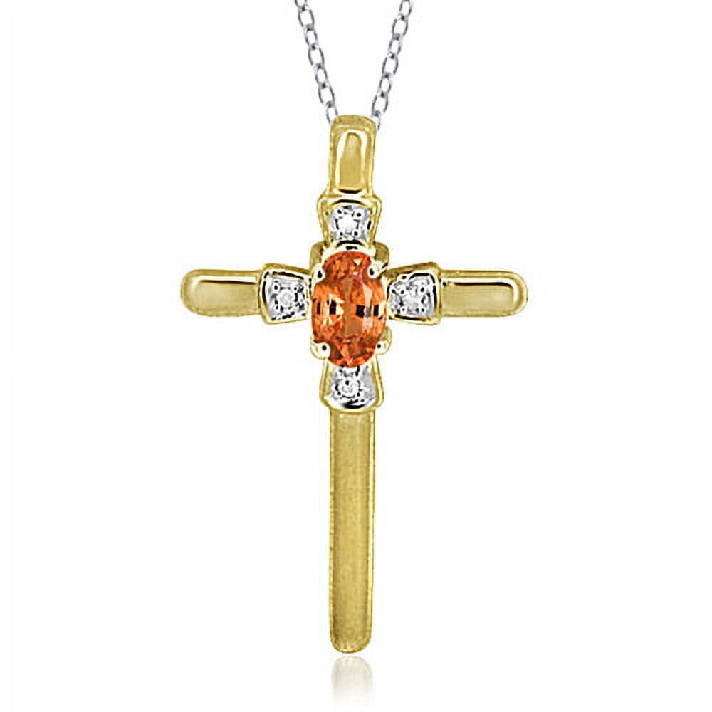 JewelersClub Silver Necklaces for Women –Silver Necklace for Women 14K Gold Plated Silver – Madarine Garnet Necklace Centerpiece, White Diamond Accents – Hypoallergenic Pendant