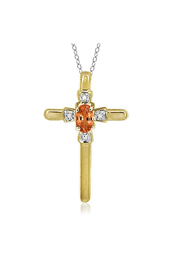 Silver Necklaces for Women Silver Necklace for Women 14K Gold Plated Silver Madarine Garnet Necklace Centerpiece, White Diamond Accents Hypoallergenic Pendant