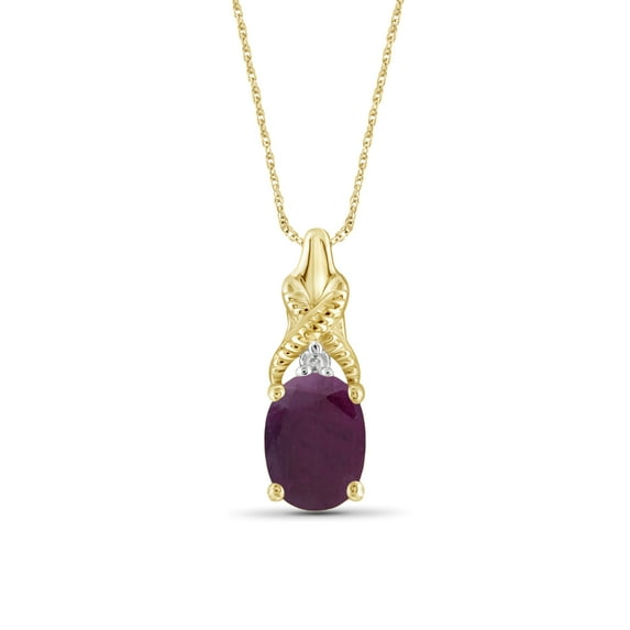 JewelersClub Silver Necklaces for Women –Silver Necklace for Women 14K Gold Plated Silver – Ruby Necklace Centerpiece, White Diamond Accents – Hypoallergenic Pendant