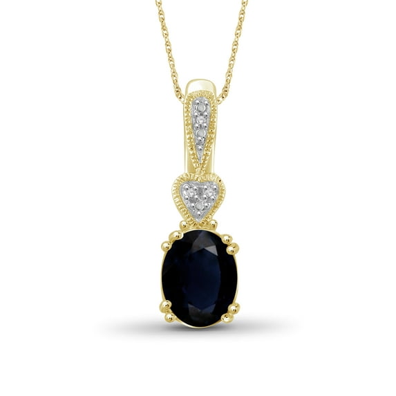 JewelersClub Silver Necklaces for Women –Silver Necklace for Women 14K Gold Plated Silver – Sapphire Necklace Centerpiece, White Diamond Accents – Hypoallergenic Pendant