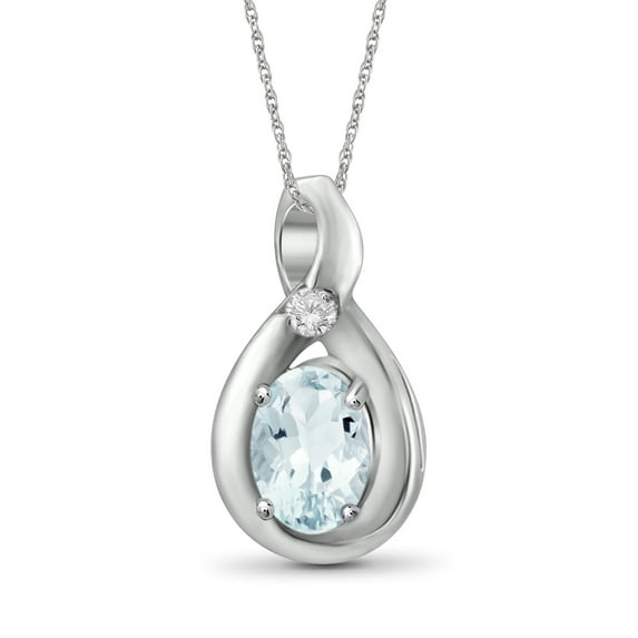 JewelersClub Silver Necklaces for Women –Silver Necklace for Women .925 Sterling Silver – Aquamarine Necklace Centerpiece, White Diamond Accents – Hypoallergenic Pendant