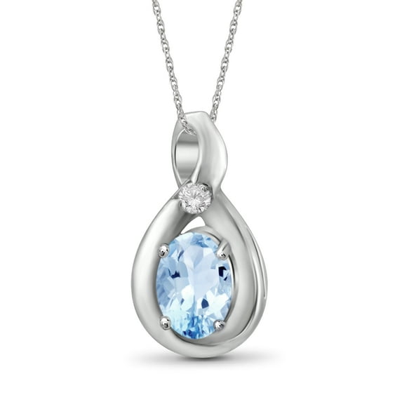 JewelersClub Silver Necklaces for Women –Silver Necklace for Women .925 Sterling Silver – Sky Blue Topaz Necklace Centerpiece, White Diamond Accents – Hypoallergenic Pendant