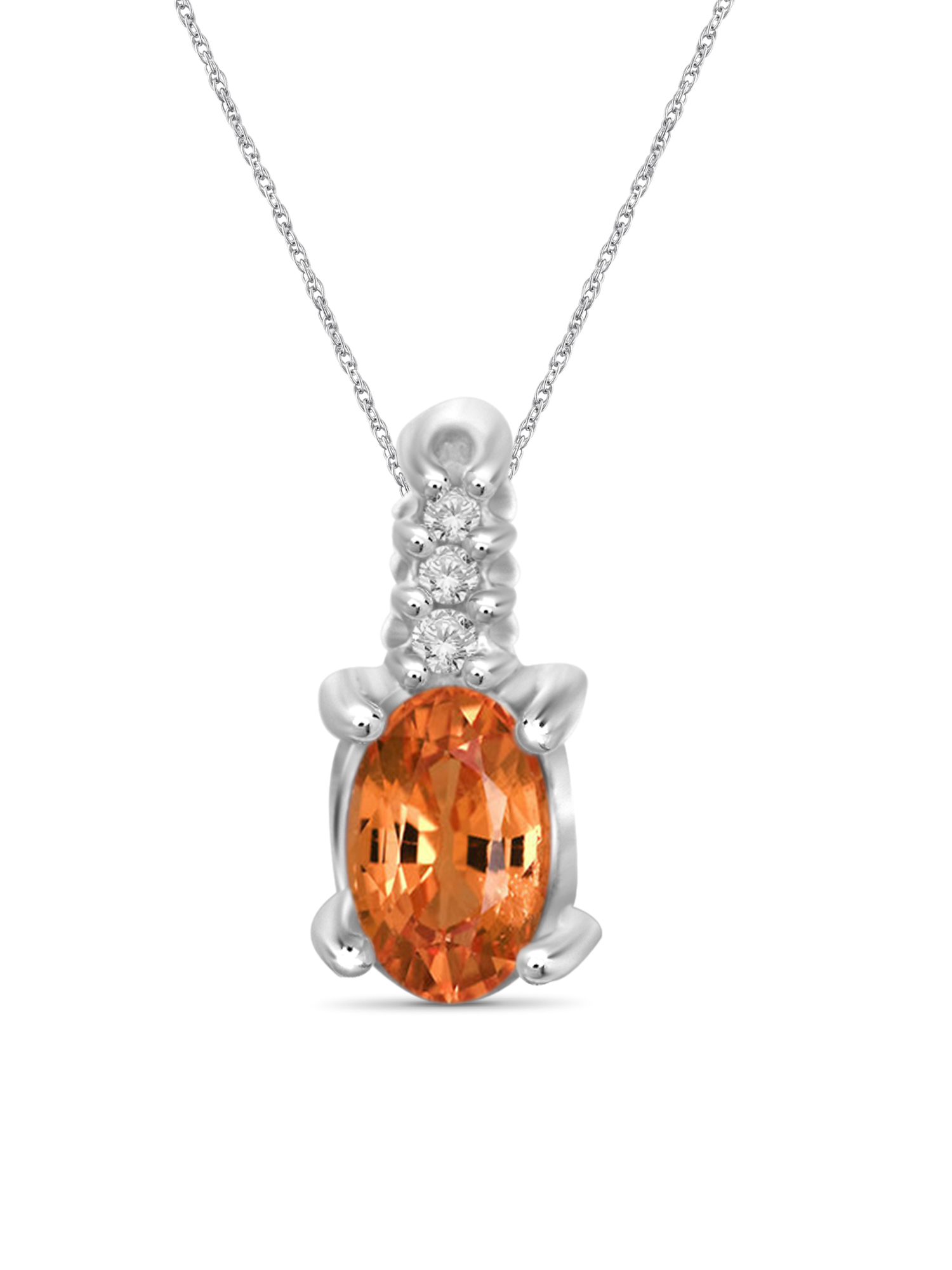 JewelersClub Silver Necklaces for Women –Silver Necklace for Women .925 Sterling Silver – Madarine Garnet Necklace Centerpiece, White Diamond Accents – Hypoallergenic Pendant