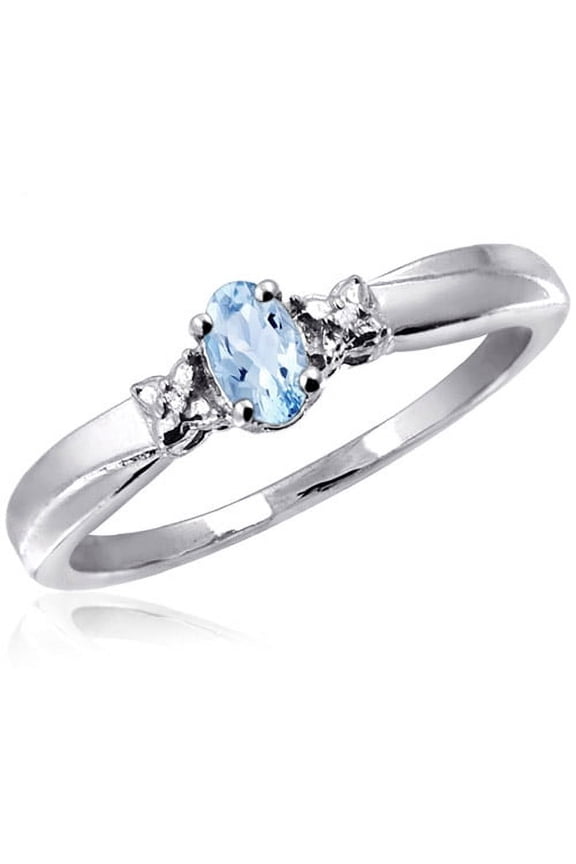 Sky Blue Topaz Ring Birthstone Jewelry – 0.25 Carat Sky Blue Topaz 0.925 Sterling Silver Ring Jewelry with White Diamond Accent – Gemstone Rings with Hypoallergenic 0.925 Sterling Silver