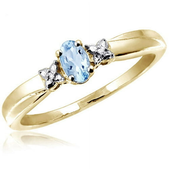 JewelersClub Sky Blue Topaz Ring Birthstone Jewelry – 0.25 Carat Sky Blue Topaz 14K Gold Plated Silver Ring Jewelry with White Diamond Accent – Gemstone Ring with Hypoallergenic 14K Gold Plated Silver