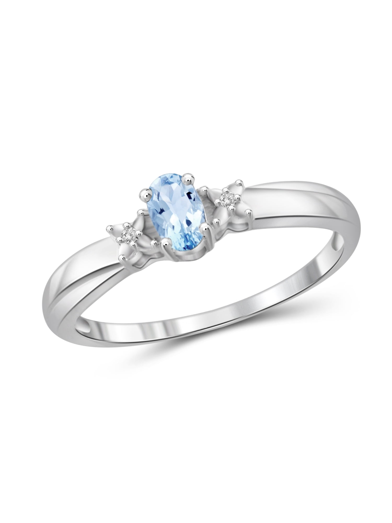 JewelersClub Sky Blue Topaz Ring Birthstone Jewelry – 0.25 Carat Sky Blue Topaz 0.925 Sterling Silver Ring Jewelry with White Diamond Accent – Gemstone Rings with Hypoallergenic 0.925 Sterling Silver