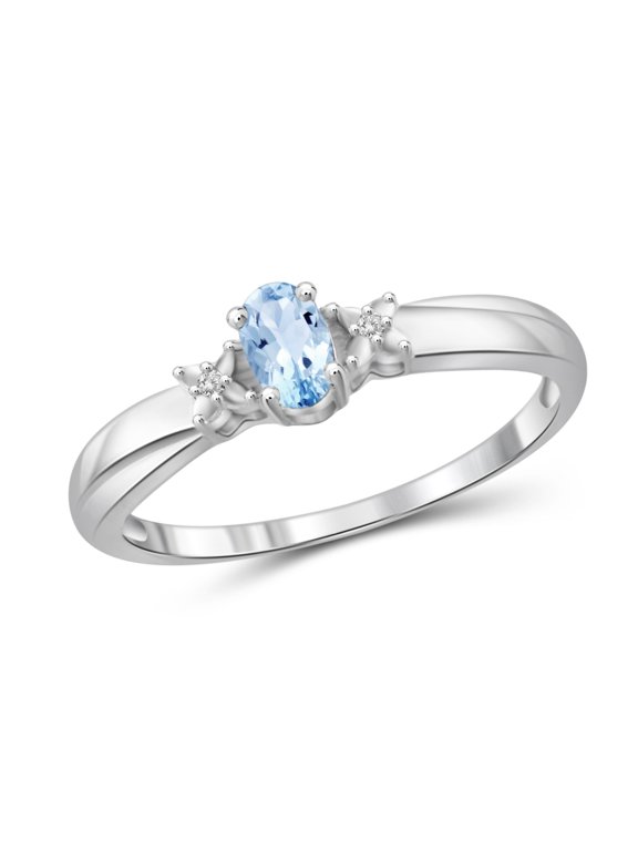 Sky Blue Topaz Ring Birthstone Jewelry – 0.25 Carat Sky Blue Topaz 0.925 Sterling Silver Ring Jewelry with White Diamond Accent – Gemstone Rings with Hypoallergenic 0.925 Sterling Silver