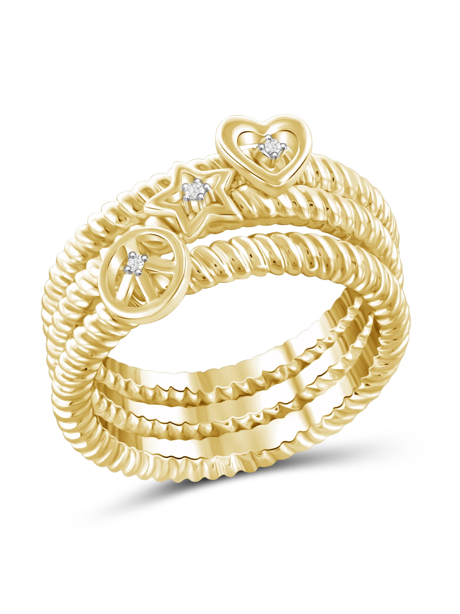 JewelersClub Stackable Diamond Rings for Women – . 02 Carat White ...