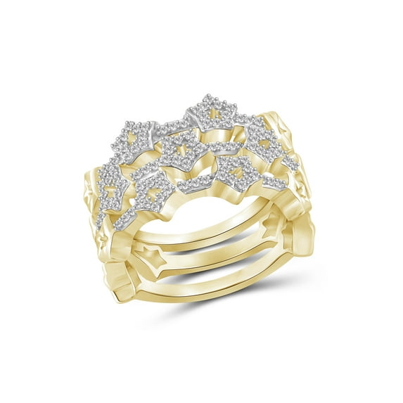 JewelersClub Stackable Diamond Rings for Women – 1/3 Carat White Diamond Ring Jewelry– 14K Gold Plated Silver Stackable Bands for Women –– Stackable Ring Set by JewelersClub