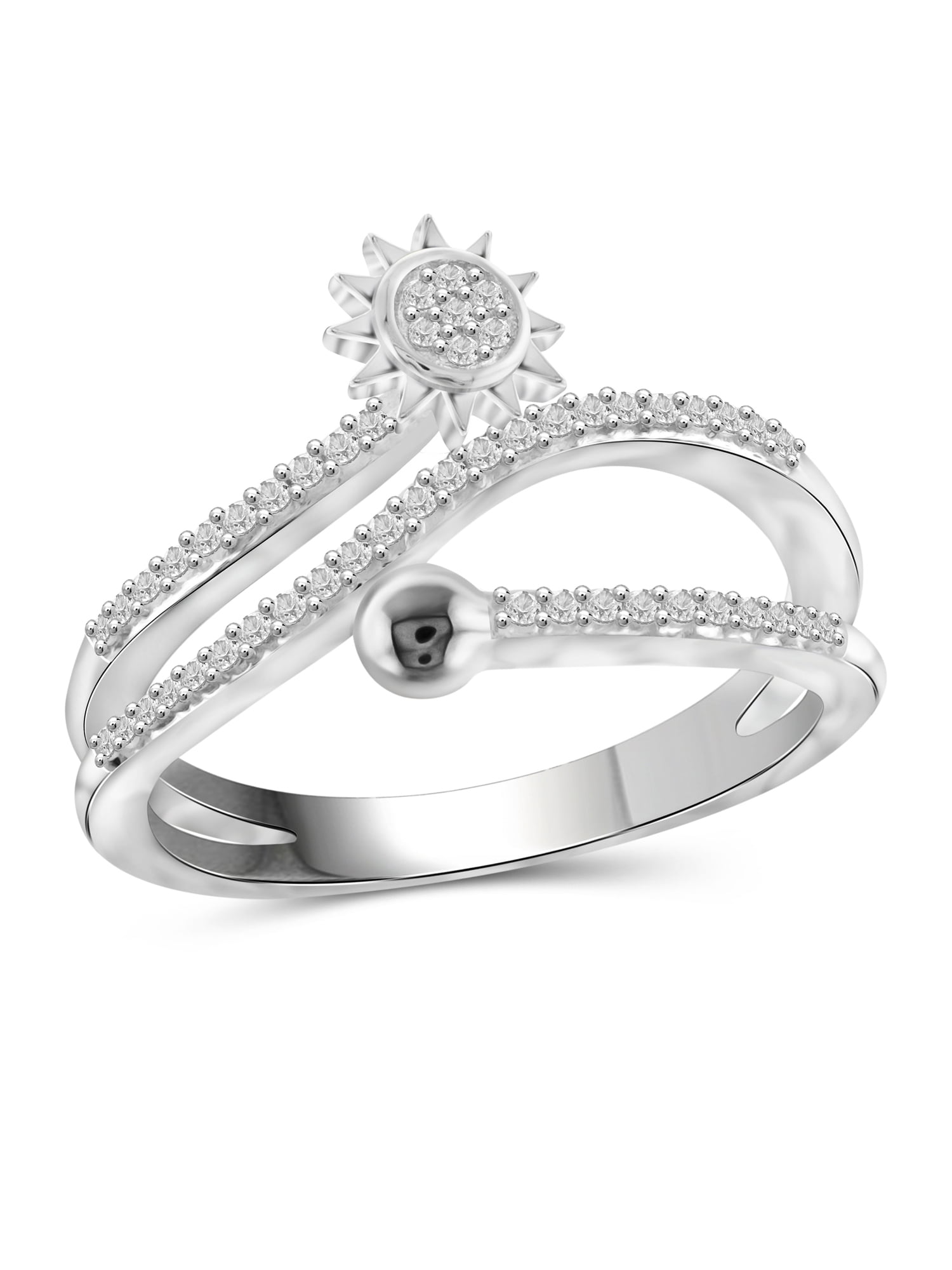 JewelersClub Stackable Diamond Rings for Women – 1/4 Carat White Diamond Ring Jewelry– 0.925 Sterling Silver Stackable Bands for Women –– Stackable Ring Set by JewelersClub