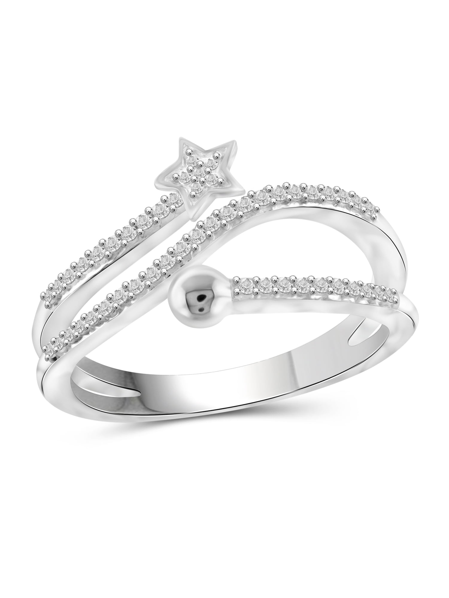 JewelersClub Stackable Diamond Rings for Women – 1/4 Carat White Diamond Ring Jewelry– 0.925 Sterling Silver Stackable Bands for Women –– Stackable Ring Set by JewelersClub