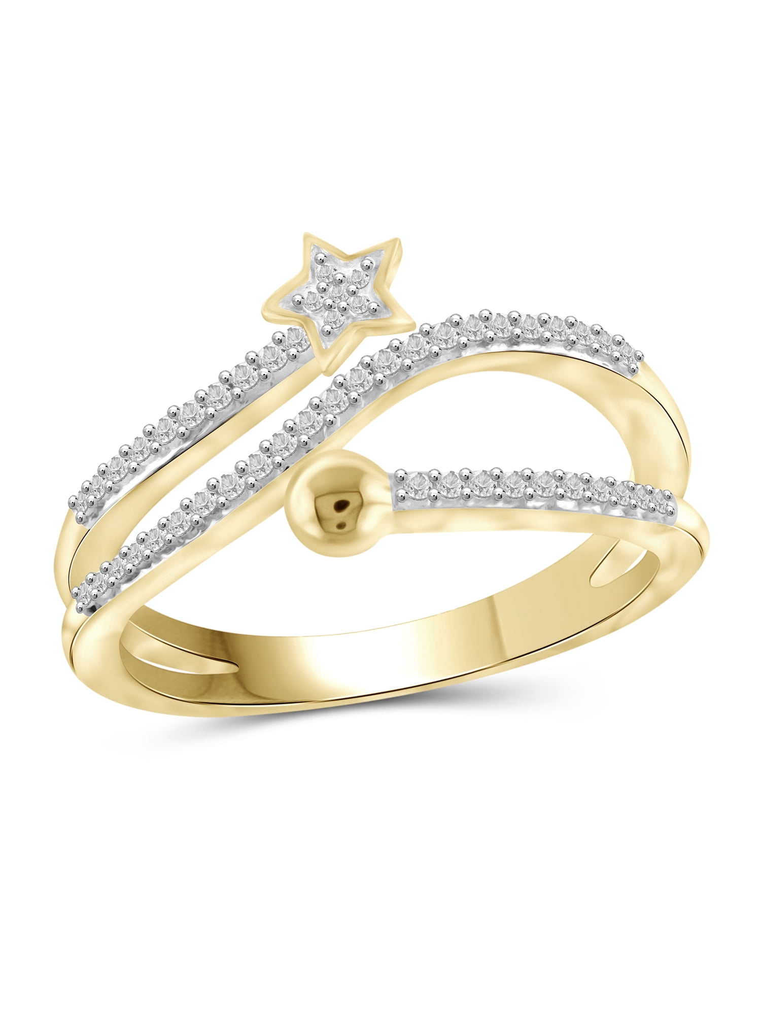 JewelersClub Stackable Diamond Rings for Women – 1/4 Carat White Diamond Ring Jewelry– 14K Gold Plated Silver Stackable Bands for Women –– Stackable Ring Set by JewelersClub