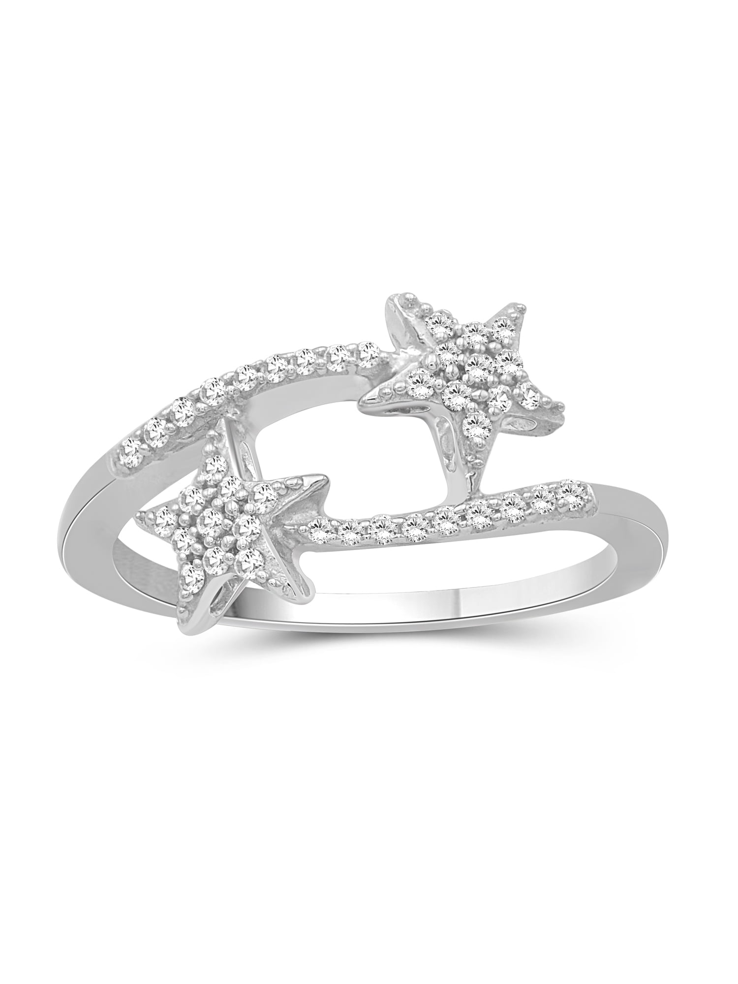 JewelersClub Stackable Diamond Rings for Women – 1/4 Carat White Diamond Ring Jewelry– Sterling Silver Stackable Bands for Women –– Stackable Ring Set by JewelersClub