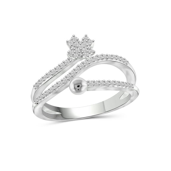 JewelersClub Stackable Diamond Rings for Women – 1/4 Carat White Diamond Ring Jewelry– 0.925 Sterling Silver Stackable Bands for Women –– Stackable Ring Set by JewelersClub