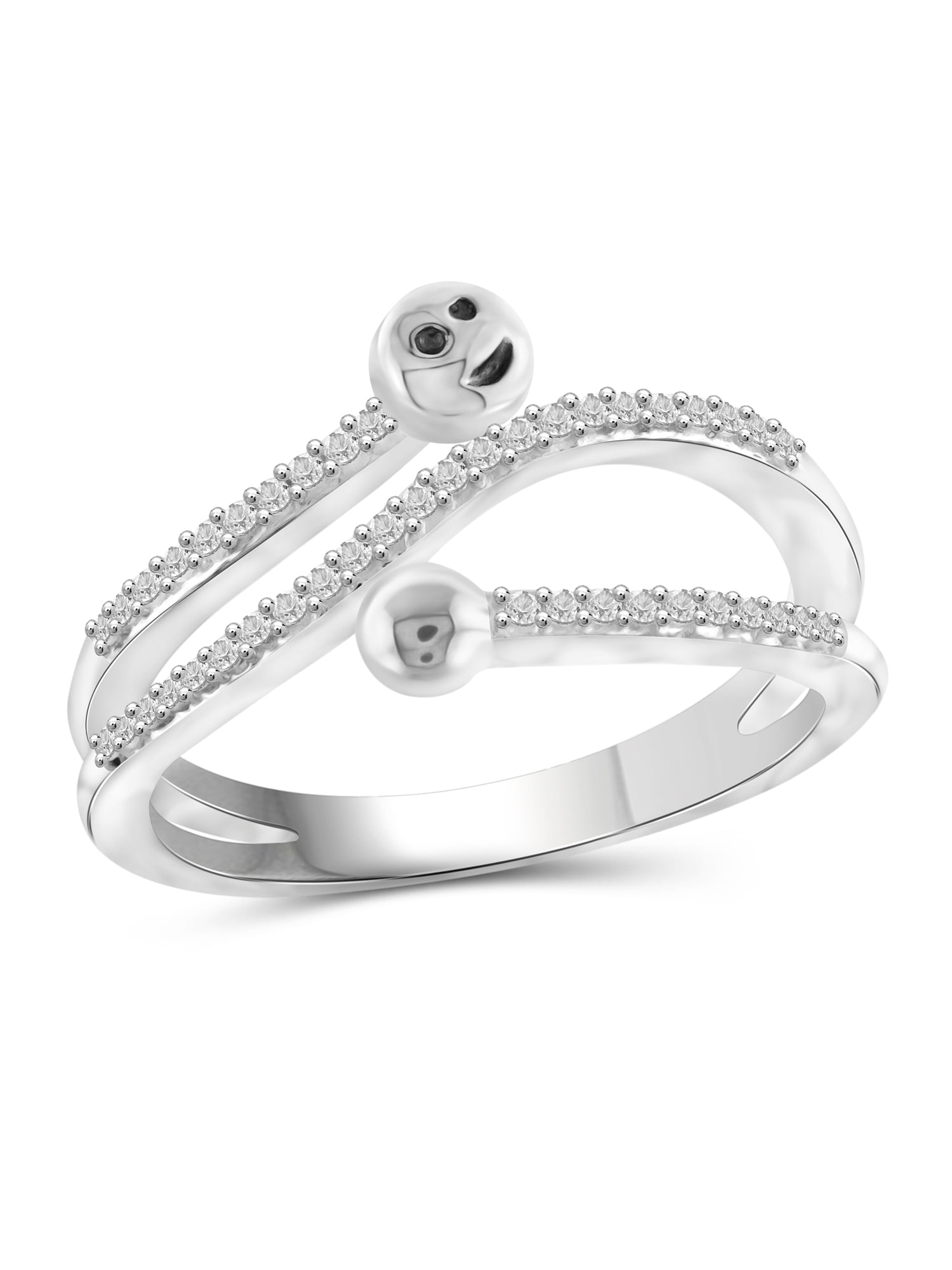 JewelersClub Stackable Diamond Rings for Women – 1/5 Carat White Diamond Ring Jewelry– 0.925 Sterling Silver Stackable Bands for Women –– Stackable Ring Set by JewelersClub