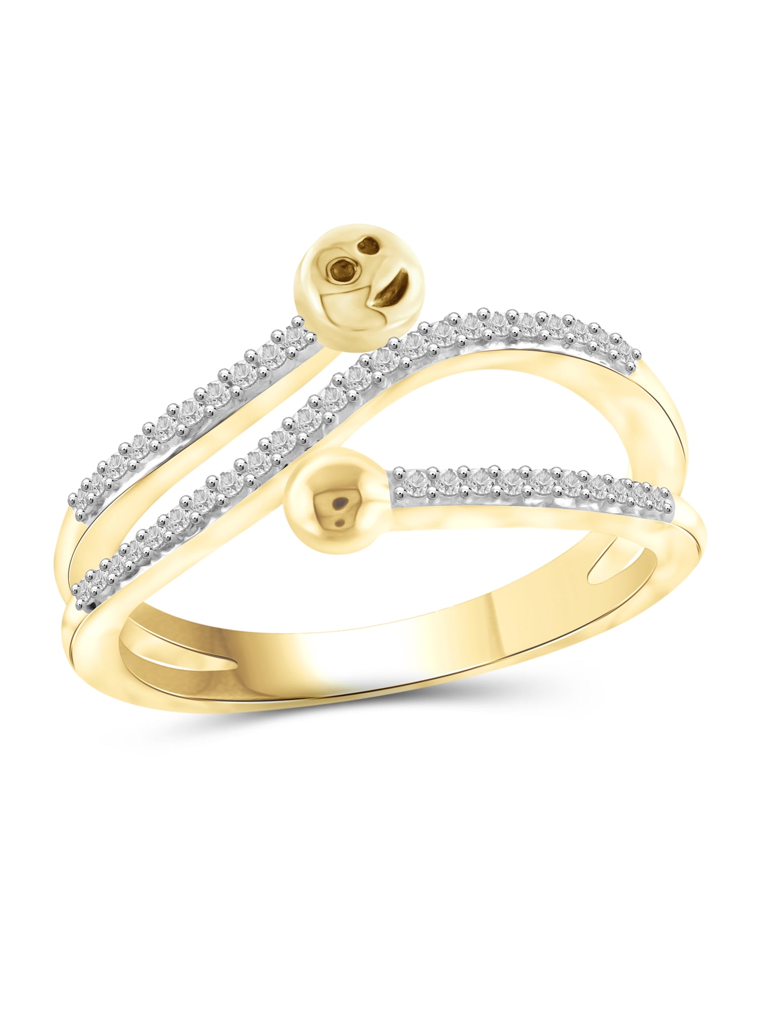 JewelersClub Stackable Diamond Rings for Women – 1/5 Carat White Diamond Ring Jewelry– 14K Gold Plated Silver Stackable Bands for Women –– Stackable Ring Set by JewelersClub