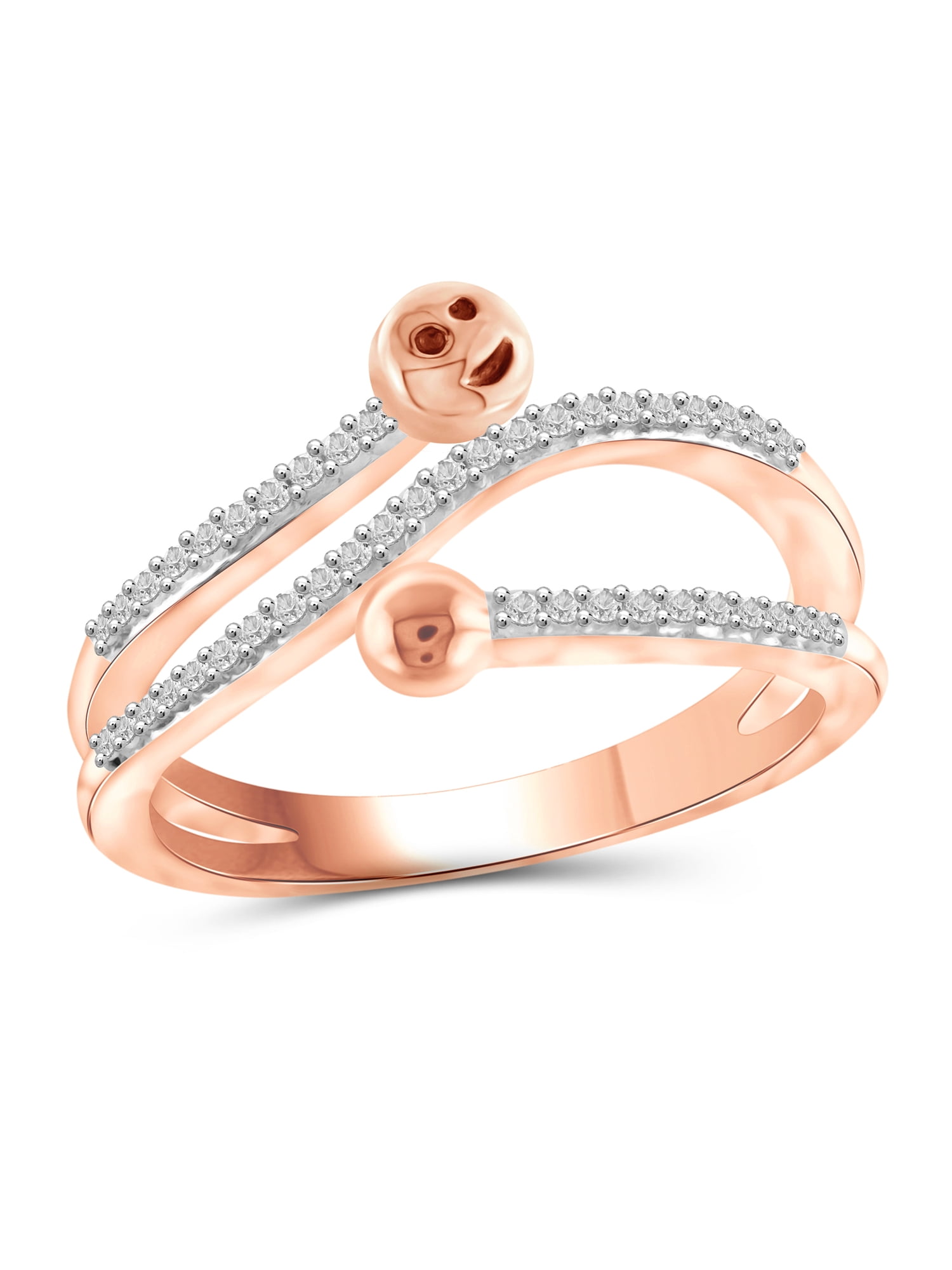 JewelersClub Stackable Diamond Rings for Women – 1/5 Carat White Diamond Ring Jewelry– Rose Gold Over Silver Stackable Bands for Women –– Stackable Ring Set by JewelersClub