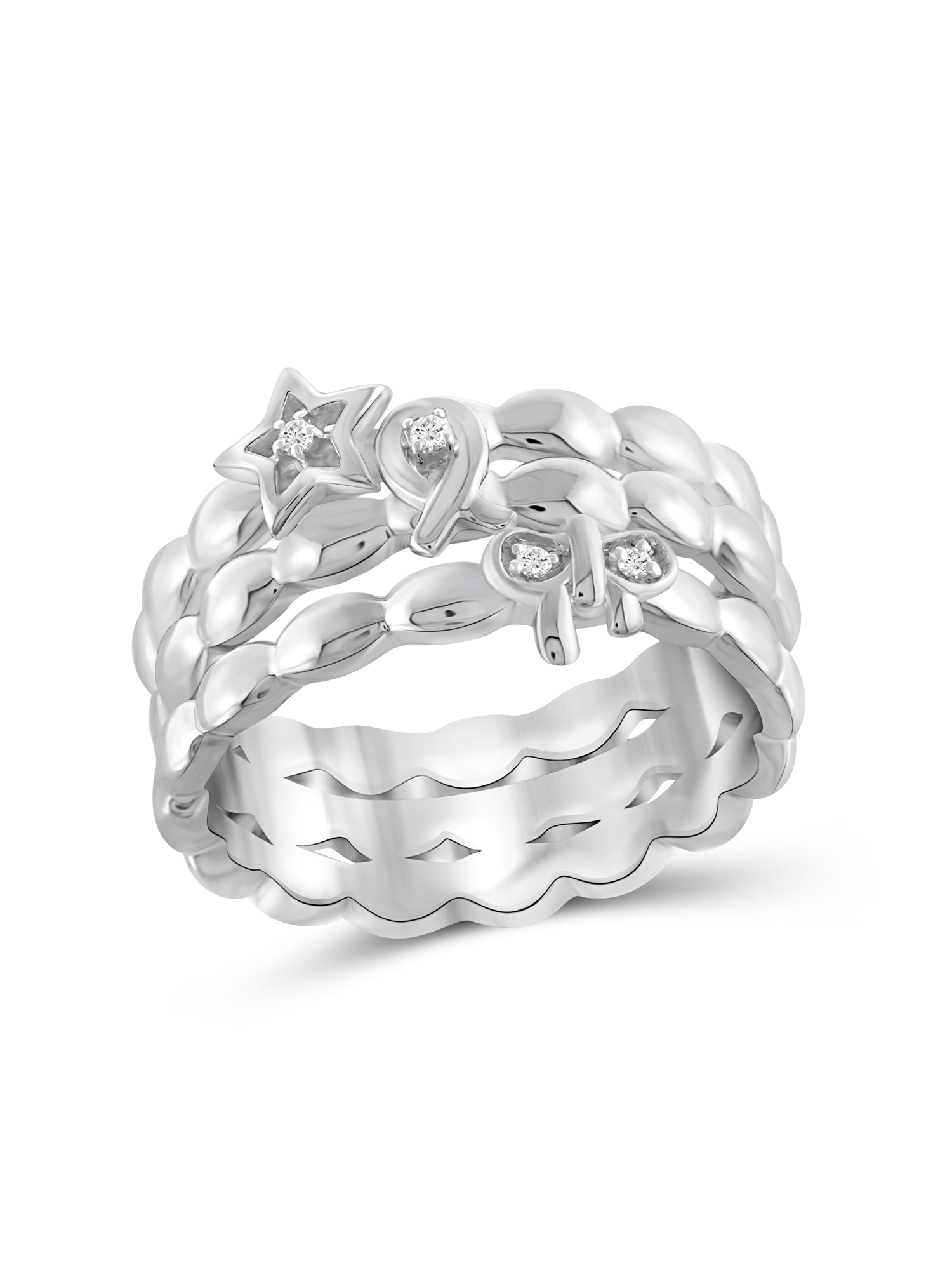 JewelersClub Stackable Diamond Rings for Women – Accent White Diamond Ring Jewelry– 0.925 Sterling Silver Stackable Bands for Women –– Stackable Ring Set by JewelersClub