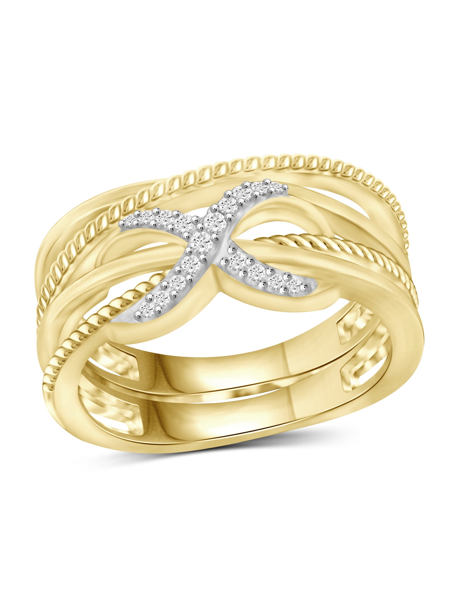 JewelersClub Stackable Diamond Rings for Women – Accent White Diamond Ring Jewelry– 14K Gold Plated Silver Stackable Bands for Women –– Stackable Ring Set by JewelersClub