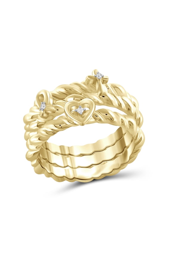 Stackable Diamond Rings for Women  Accent White Diamond Ring Jewelry 14K Gold Plated Silver Stackable Bands for Women  Stackable Ring Set by JewelersClub